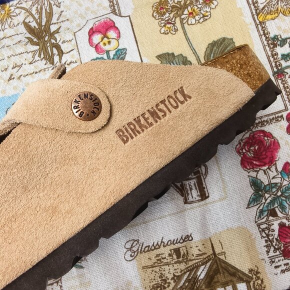 👑POSH NWT Women's Latte Cream Suede Birkenstock Boston Shoes - Narrow Fit - Picture 4 of 5